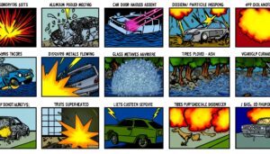 Dall·e 2024 06 09 07.53.06 Create A Comic Book Style Montage Illustrating Various Effects Of Directed Energy Weapons. The Central Image Shows A Dew Laser Attacking Cars Buildin