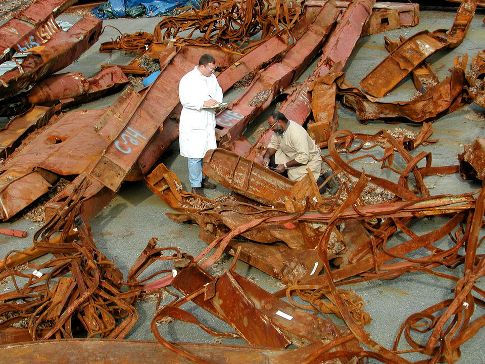 Most Preposterous 911 WTC DEW Attack Evidence Yet - homeland security world trade center steel from collapsed wtc towers banovic davis