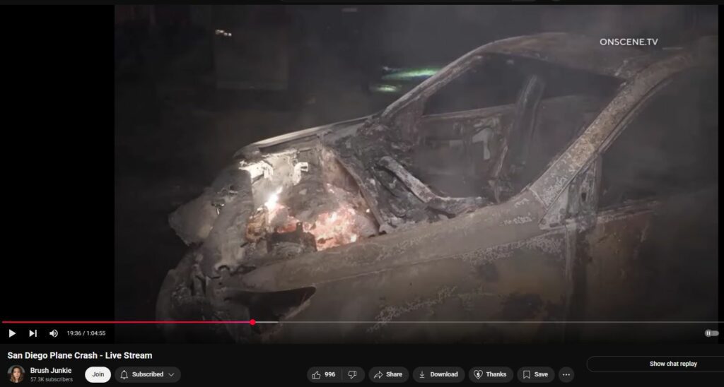 SMOKING GUN - Red Hot Car Engine after apparent DEW Attack in San Diego CA 22 May 2025 - Holy shit smoking gun redhot steel engine block