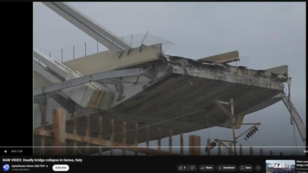 Morandi Bridge collapse in Genoa Italy evaluated for DEW