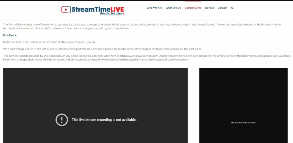 Baltimore Key Bridge #128 - Now that takedown is done StreamTimeLive Baltimore video feed gone kaput