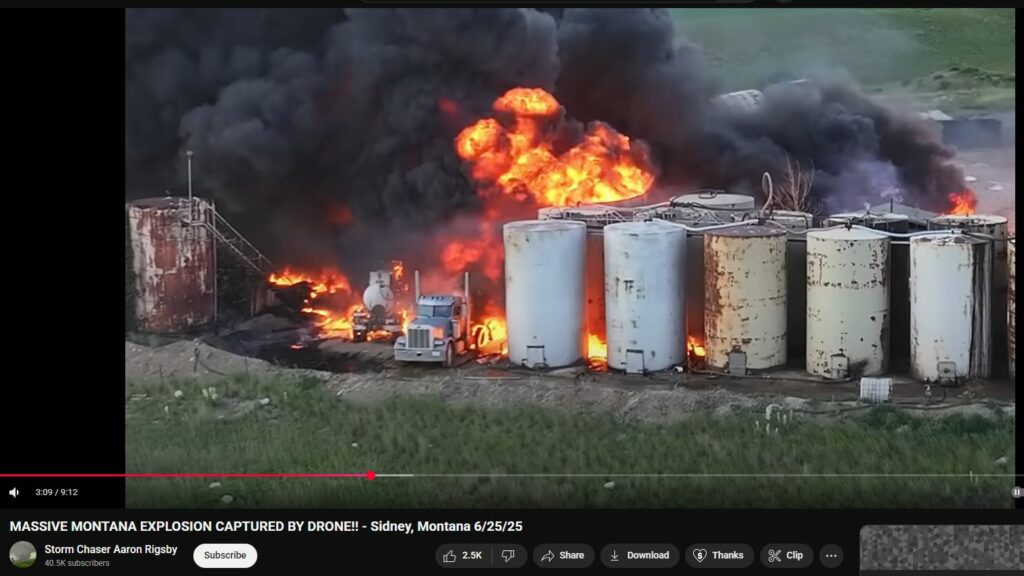 Explosion Sidney Montana 2025-0625 a DEW Attack