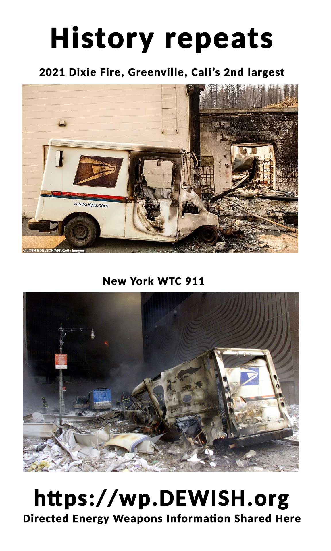 Dew mail truck 2021 dixie fire vs wtc 911 vertical