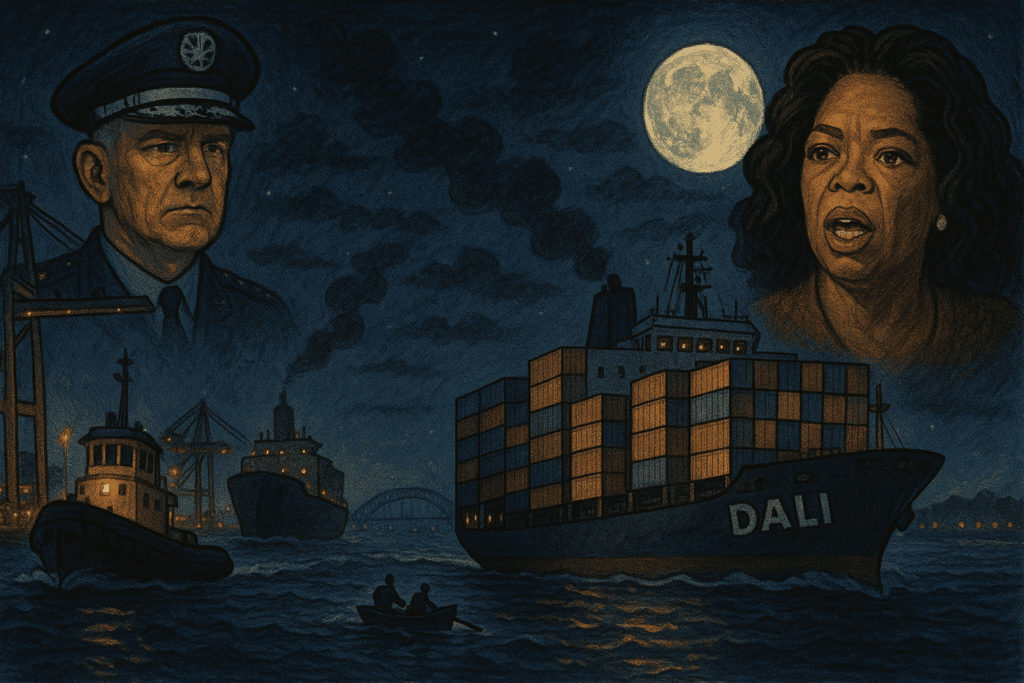 Baltimore Key Bridge #126 - Night time ship departures