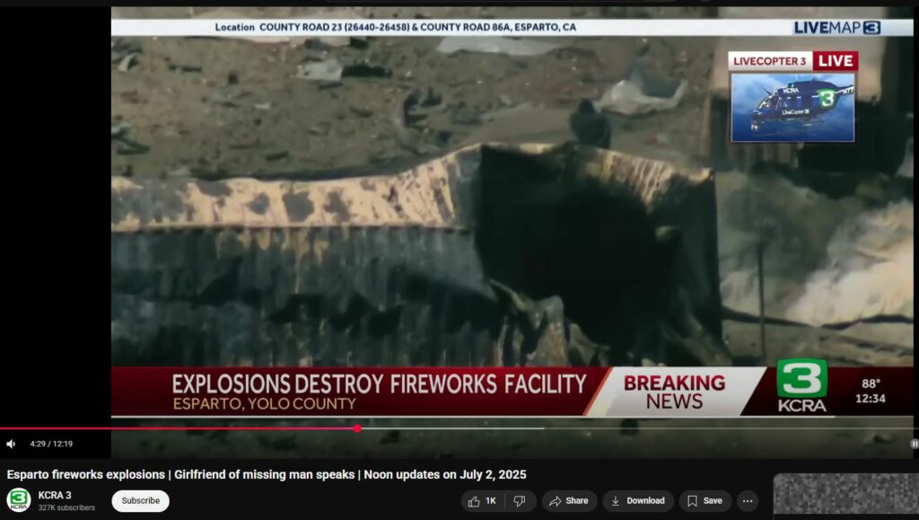 Evidence Esparto Fireworks Jul 2025 was Done by DEW