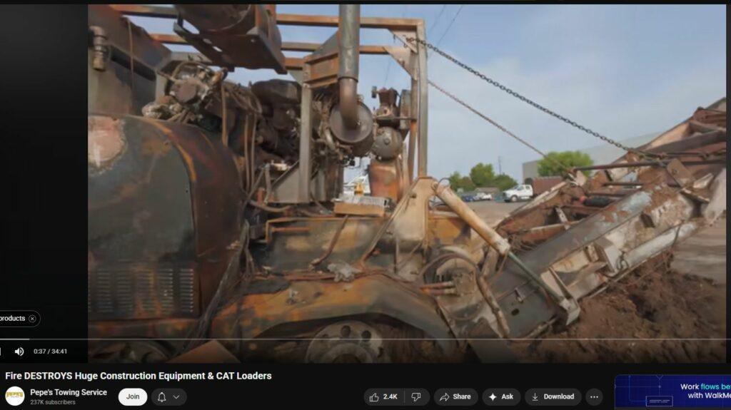 Fire DESTROYS Huge Construction Equipment CAT Loaders