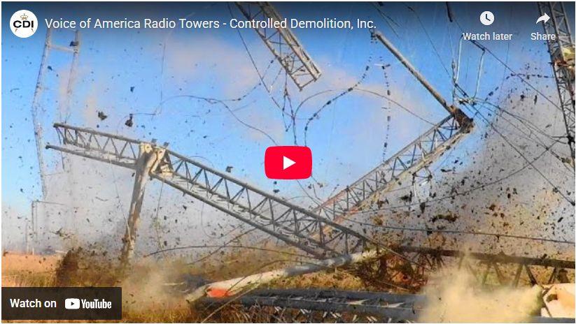 Proof that Toppled Radio Towers Do Not Wilt or Melt but Crash Down in Straight Chunks