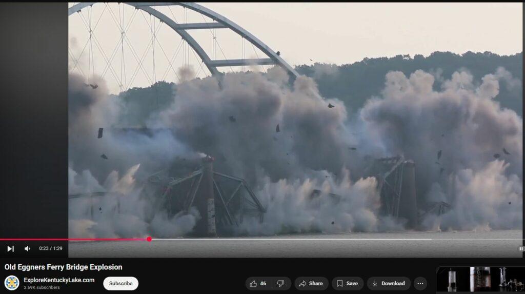 Baltimore Key Bridge #143 - Old Eggner Ferry Bridge Takedown Splash in 2016 Evidences Dustification or Video Fakery in 2024 BFSKB Takedown