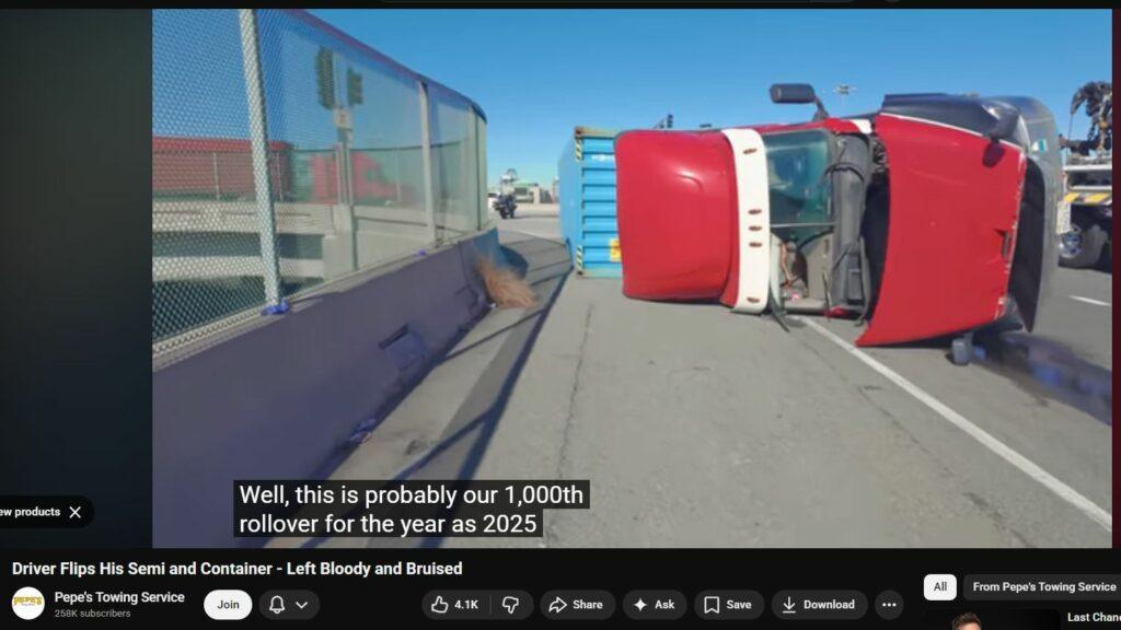 1,000th Tractor-trailer Rollover in 2025 -- Are DEW "Blink Blasts" Stunning Drivers and Levitating Rigs ?