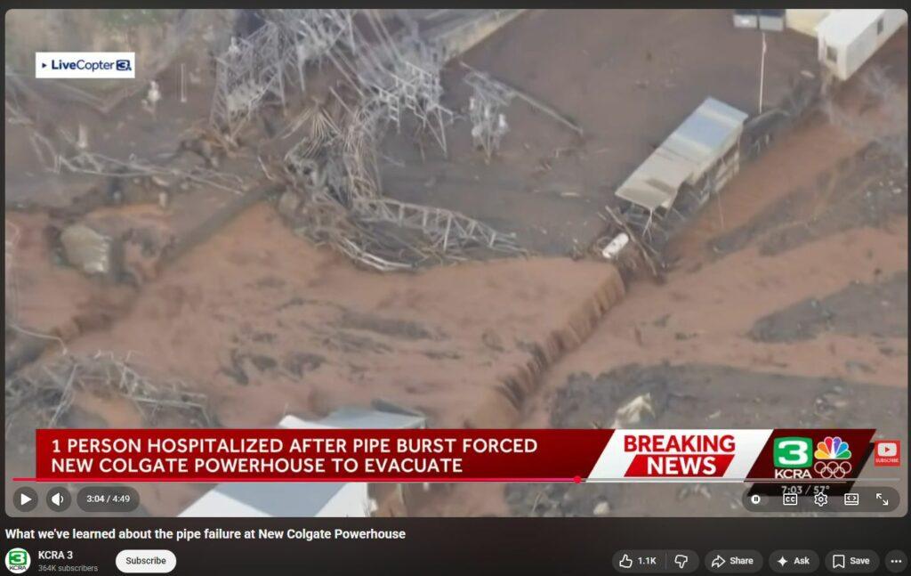 DEW Melts Steel Pylons at Colgate Powerhouse, Yuba CA 13 Feb 2026