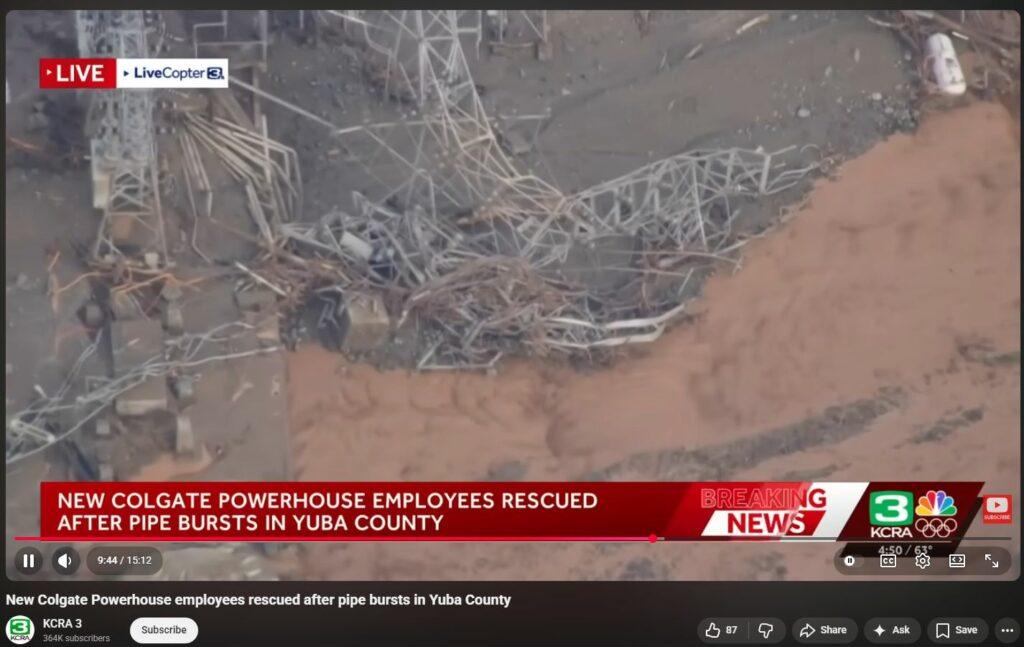 DEW Melted Steel Pylons at Colgate Powerhouse, Yuba CA 13 Feb 2026 - DEWsaster Capitalism