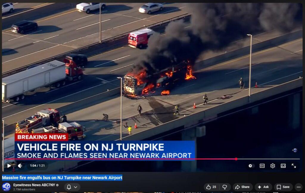 Suspected DEW'd Bus on NJ Turnpike