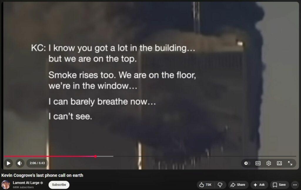 WTC DEW Killed Kevin Cosgrove Similarly to Melissa Doi - "Tell God to blow the wind from the west!"